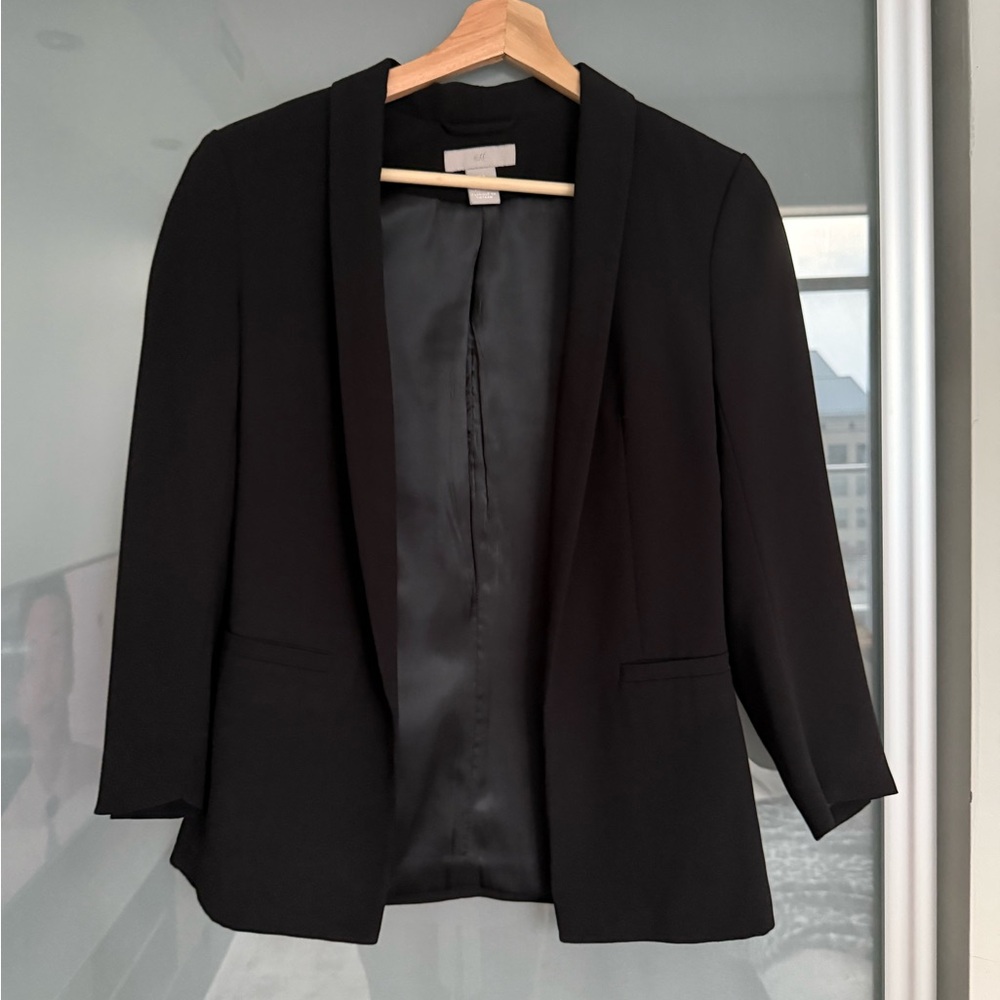 H&M Black Open-Front Tailored Blazer